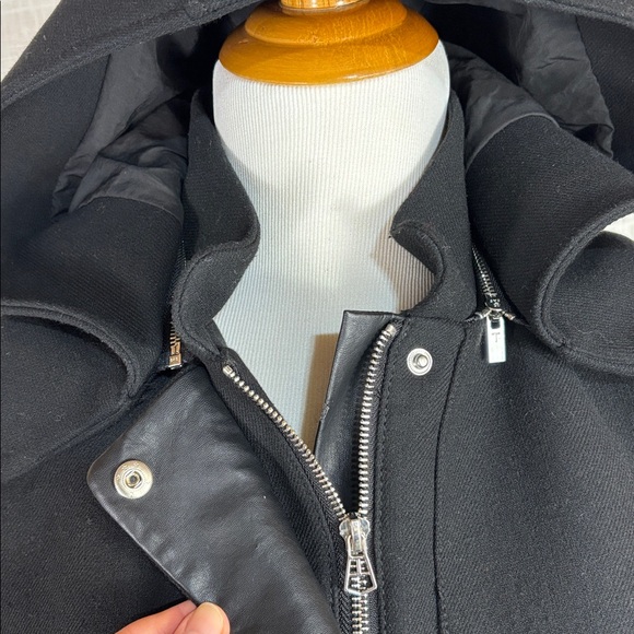 ZARA Trafaluc black wool duffle coat with silver-toned hardware - so awesome - Picture 4 of 10